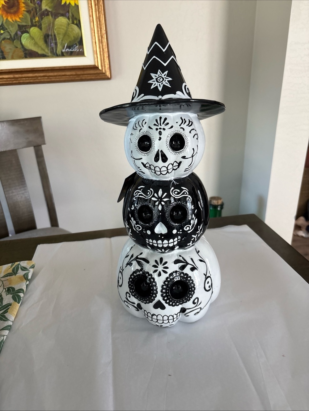 💀DAY Of The DEAD 3 Skull Pumpkin Shape Heads Dia De Los Muertos